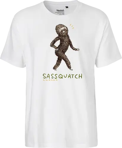 Braunes Pelziges Wesen Freche Pose Haltung Rosige Wangen - braunes pelziges eitles Wesen, elegante selbstbewusste mythische Pose, rosige Wangen goldener Glanz, Wald Legende Wortspiel, kreative Haltung Humor Kunst, handgefertigte Wesen Illustration, strukturiertes braunes beiges Fell, lustige moosgrüne Typografie, Popkultur Humor Geschenk, mythisches Wesen Haltung Shirt, Stadtlegende süße Illustration, Folklore Wesen Humor Kunst, pelziger Charakter Laufsteg Pose, Wald Wesen Pop Humor, kreatives englisches Folklore Wortspiel - Fairtrade T-Shirt