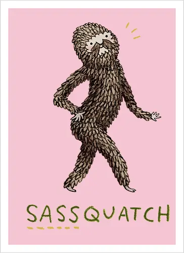 Braunes Pelziges Wesen Freche Pose Haltung Rosige Wangen - braunes pelziges eitles Wesen, elegante selbstbewusste mythische Pose, rosige Wangen goldener Glanz, Wald Legende Wortspiel, kreative Haltung Humor Kunst, handgefertigte Wesen Illustration, strukturiertes braunes beiges Fell, lustige moosgrüne Typografie, Popkultur Humor Geschenk, mythisches Wesen Haltung Shirt, Stadtlegende süße Illustration, Folklore Wesen Humor Kunst, pelziger Charakter Laufsteg Pose, Wald Wesen Pop Humor, kreatives englisches Folklore Wortspiel - Kunstdruck