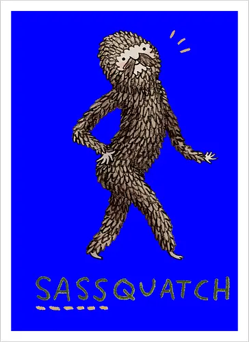 Braunes Pelziges Wesen Freche Pose Haltung Rosige Wangen - braunes pelziges eitles Wesen, elegante selbstbewusste mythische Pose, rosige Wangen goldener Glanz, Wald Legende Wortspiel, kreative Haltung Humor Kunst, handgefertigte Wesen Illustration, strukturiertes braunes beiges Fell, lustige moosgrüne Typografie, Popkultur Humor Geschenk, mythisches Wesen Haltung Shirt, Stadtlegende süße Illustration, Folklore Wesen Humor Kunst, pelziger Charakter Laufsteg Pose, Wald Wesen Pop Humor, kreatives englisches Folklore Wortspiel - Kunstdruck