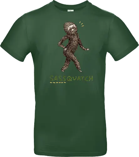 Braunes Pelziges Wesen Freche Pose Haltung Rosige Wangen - braunes pelziges eitles Wesen, elegante selbstbewusste mythische Pose, rosige Wangen goldener Glanz, Wald Legende Wortspiel, kreative Haltung Humor Kunst, handgefertigte Wesen Illustration, strukturiertes braunes beiges Fell, lustige moosgrüne Typografie, Popkultur Humor Geschenk, mythisches Wesen Haltung Shirt, Stadtlegende süße Illustration, Folklore Wesen Humor Kunst, pelziger Charakter Laufsteg Pose, Wald Wesen Pop Humor, kreatives englisches Folklore Wortspiel - Standard T-Shirt