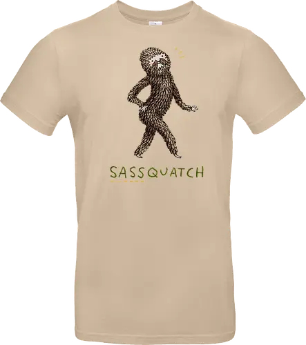 Braunes Pelziges Wesen Freche Pose Haltung Rosige Wangen - braunes pelziges eitles Wesen, elegante selbstbewusste mythische Pose, rosige Wangen goldener Glanz, Wald Legende Wortspiel, kreative Haltung Humor Kunst, handgefertigte Wesen Illustration, strukturiertes braunes beiges Fell, lustige moosgrüne Typografie, Popkultur Humor Geschenk, mythisches Wesen Haltung Shirt, Stadtlegende süße Illustration, Folklore Wesen Humor Kunst, pelziger Charakter Laufsteg Pose, Wald Wesen Pop Humor, kreatives englisches Folklore Wortspiel - Standard T-Shirt