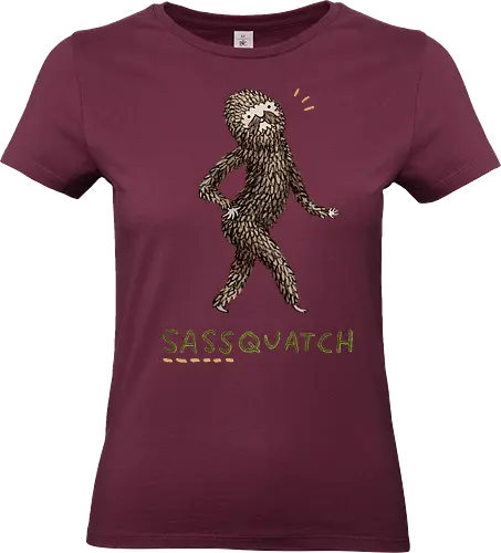 Braunes Pelziges Wesen Freche Pose Haltung Rosige Wangen - braunes pelziges eitles Wesen, elegante selbstbewusste mythische Pose, rosige Wangen goldener Glanz, Wald Legende Wortspiel, kreative Haltung Humor Kunst, handgefertigte Wesen Illustration, strukturiertes braunes beiges Fell, lustige moosgrüne Typografie, Popkultur Humor Geschenk, mythisches Wesen Haltung Shirt, Stadtlegende süße Illustration, Folklore Wesen Humor Kunst, pelziger Charakter Laufsteg Pose, Wald Wesen Pop Humor, kreatives englisches Folklore Wortspiel - Standard T-Shirt (Frauen)