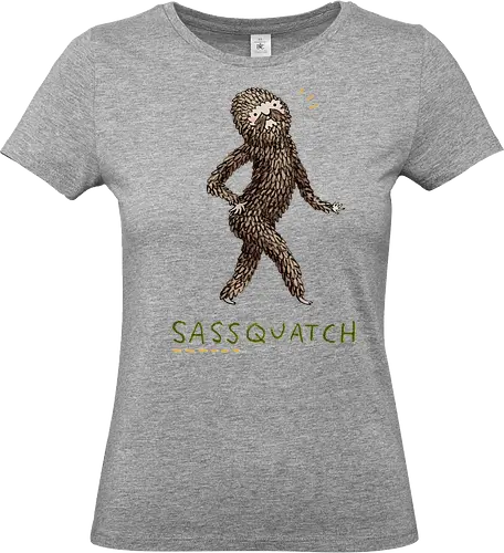 Braunes Pelziges Wesen Freche Pose Haltung Rosige Wangen - braunes pelziges eitles Wesen, elegante selbstbewusste mythische Pose, rosige Wangen goldener Glanz, Wald Legende Wortspiel, kreative Haltung Humor Kunst, handgefertigte Wesen Illustration, strukturiertes braunes beiges Fell, lustige moosgrüne Typografie, Popkultur Humor Geschenk, mythisches Wesen Haltung Shirt, Stadtlegende süße Illustration, Folklore Wesen Humor Kunst, pelziger Charakter Laufsteg Pose, Wald Wesen Pop Humor, kreatives englisches Folklore Wortspiel - Standard T-Shirt (Frauen)