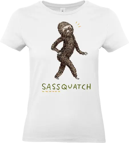 Braunes Pelziges Wesen Freche Pose Haltung Rosige Wangen - braunes pelziges eitles Wesen, elegante selbstbewusste mythische Pose, rosige Wangen goldener Glanz, Wald Legende Wortspiel, kreative Haltung Humor Kunst, handgefertigte Wesen Illustration, strukturiertes braunes beiges Fell, lustige moosgrüne Typografie, Popkultur Humor Geschenk, mythisches Wesen Haltung Shirt, Stadtlegende süße Illustration, Folklore Wesen Humor Kunst, pelziger Charakter Laufsteg Pose, Wald Wesen Pop Humor, kreatives englisches Folklore Wortspiel - Standard T-Shirt (Frauen)