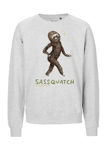 Braunes Pelziges Wesen Freche Pose Haltung Rosige Wangen - braunes pelziges eitles Wesen, elegante selbstbewusste mythische Pose, rosige Wangen goldener Glanz, Wald Legende Wortspiel, kreative Haltung Humor Kunst, handgefertigte Wesen Illustration, strukturiertes braunes beiges Fell, lustige moosgrüne Typografie, Popkultur Humor Geschenk, mythisches Wesen Haltung Shirt, Stadtlegende süße Illustration, Folklore Wesen Humor Kunst, pelziger Charakter Laufsteg Pose, Wald Wesen Pop Humor, kreatives englisches Folklore Wortspiel - Fairtrade Sweatshirt