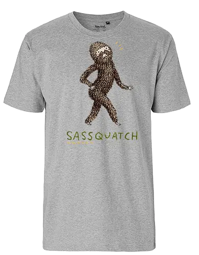 Braunes Pelziges Wesen Freche Pose Haltung Rosige Wangen - braunes pelziges eitles Wesen, elegante selbstbewusste mythische Pose, rosige Wangen goldener Glanz, Wald Legende Wortspiel, kreative Haltung Humor Kunst, handgefertigte Wesen Illustration, strukturiertes braunes beiges Fell, lustige moosgrüne Typografie, Popkultur Humor Geschenk, mythisches Wesen Haltung Shirt, Stadtlegende süße Illustration, Folklore Wesen Humor Kunst, pelziger Charakter Laufsteg Pose, Wald Wesen Pop Humor, kreatives englisches Folklore Wortspiel - Fairtrade T-Shirt
