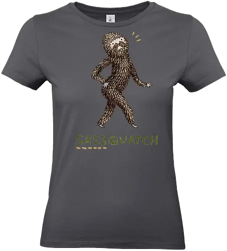 Braunes Pelziges Wesen Freche Pose Haltung Rosige Wangen - braunes pelziges eitles Wesen, elegante selbstbewusste mythische Pose, rosige Wangen goldener Glanz, Wald Legende Wortspiel, kreative Haltung Humor Kunst, handgefertigte Wesen Illustration, strukturiertes braunes beiges Fell, lustige moosgrüne Typografie, Popkultur Humor Geschenk, mythisches Wesen Haltung Shirt, Stadtlegende süße Illustration, Folklore Wesen Humor Kunst, pelziger Charakter Laufsteg Pose, Wald Wesen Pop Humor, kreatives englisches Folklore Wortspiel - Standard T-Shirt (Frauen)