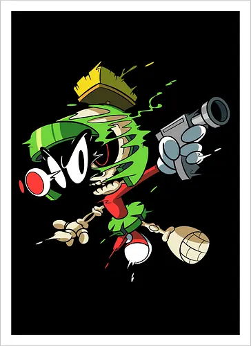 Freaky Grüner Marsianer Horror - Underground Alien Cartoon Kunst - grüner Marsianer Horror, Alien Cartoon Freaky, grünes Marsianer Skelett, rotes hypnotisches Auge Cartoon, Marvin the Martian, horror, schmelzendes grünes Schleim, Underground Alien Kunst, Alien Horror Geek Druck, Zombie Marsianer Waffe, römischer Helm Cartoon Horror, alternative Alien Kunst, Weltraum Cartoon Horror, urbaner Alien Geek Druck, Marsianer Pop Art Horror, Alien Charakter Horror, dunkler Alien Cartoon - Kunstdruck