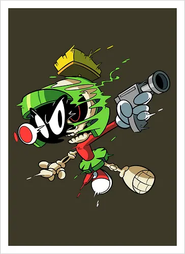 Freaky Grüner Marsianer Horror - Underground Alien Cartoon Kunst - grüner Marsianer Horror, Alien Cartoon Freaky, grünes Marsianer Skelett, rotes hypnotisches Auge Cartoon, Marvin the Martian, horror, schmelzendes grünes Schleim, Underground Alien Kunst, Alien Horror Geek Druck, Zombie Marsianer Waffe, römischer Helm Cartoon Horror, alternative Alien Kunst, Weltraum Cartoon Horror, urbaner Alien Geek Druck, Marsianer Pop Art Horror, Alien Charakter Horror, dunkler Alien Cartoon - Kunstdruck