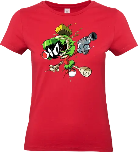 Freaky Grüner Marsianer Horror - Underground Alien Cartoon Kunst - grüner Marsianer Horror, Alien Cartoon Freaky, grünes Marsianer Skelett, rotes hypnotisches Auge Cartoon, Marvin the Martian, horror, schmelzendes grünes Schleim, Underground Alien Kunst, Alien Horror Geek Druck, Zombie Marsianer Waffe, römischer Helm Cartoon Horror, alternative Alien Kunst, Weltraum Cartoon Horror, urbaner Alien Geek Druck, Marsianer Pop Art Horror, Alien Charakter Horror, dunkler Alien Cartoon - Standard T-Shirt (Frauen)