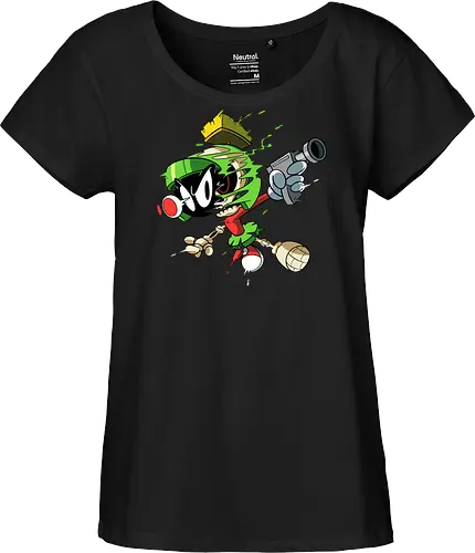 Freaky Grüner Marsianer Horror - Underground Alien Cartoon Kunst - grüner Marsianer Horror, Alien Cartoon Freaky, grünes Marsianer Skelett, rotes hypnotisches Auge Cartoon, Marvin the Martian, horror, schmelzendes grünes Schleim, Underground Alien Kunst, Alien Horror Geek Druck, Zombie Marsianer Waffe, römischer Helm Cartoon Horror, alternative Alien Kunst, Weltraum Cartoon Horror, urbaner Alien Geek Druck, Marsianer Pop Art Horror, Alien Charakter Horror, dunkler Alien Cartoon - Fairtrade Girl Shirt