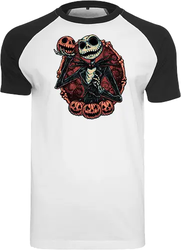 Pumpkin Nightmare - Movie, animated, animation, horror, Halloween, pumpkin, skeleton, character, fantasy - Raglan T-Shirt