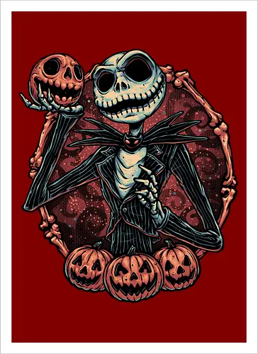 Pumpkin Nightmare - Movie, animated, animation, horror, Halloween, pumpkin, skeleton, character, fantasy - Kunstdruck