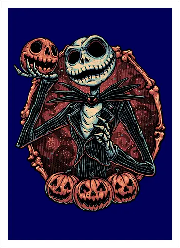 Pumpkin Nightmare - Movie, animated, animation, horror, Halloween, pumpkin, skeleton, character, fantasy - Kunstdruck
