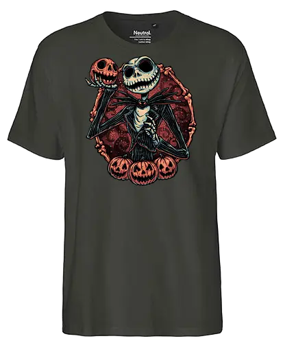 Pumpkin Nightmare - Movie, animated, animation, horror, Halloween, pumpkin, skeleton, character, fantasy - Fairtrade T-Shirt