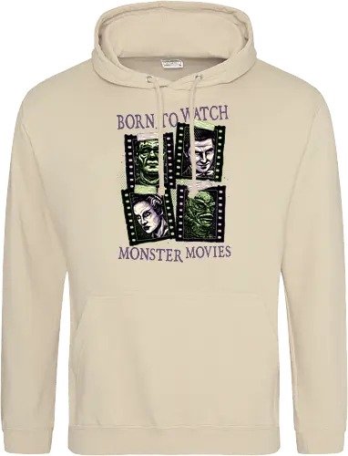 Born to watch monster movies - Horror, horror movies, classic horror, classic, monsters, creature, Halloween - Standard Hoodie
