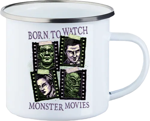 Born to watch monster movies - Horror, horror movies, classic horror, classic, monsters, creature, Halloween - Emailletasse