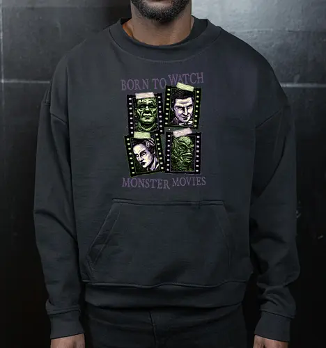 Born to watch monster movies - Horror, horror movies, classic horror, classic, monsters, creature, Halloween - Cropped Sweatshirt