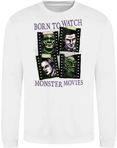 Born to watch monster movies - Horror, horror movies, classic horror, classic, monsters, creature, Halloween - Sweatshirt