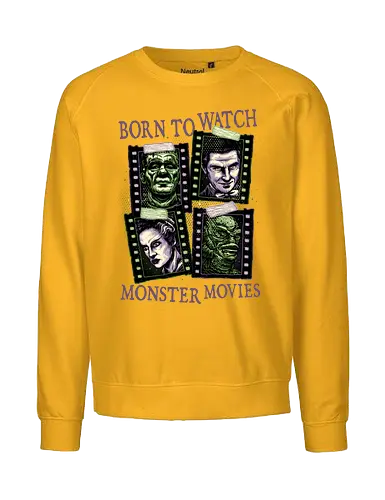 Born to watch monster movies - Horror, horror movies, classic horror, classic, monsters, creature, Halloween - Fairtrade Sweatshirt