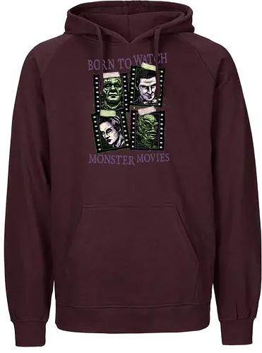 Born to watch monster movies - Horror, horror movies, classic horror, classic, monsters, creature, Halloween - Fairtrade Hoodie