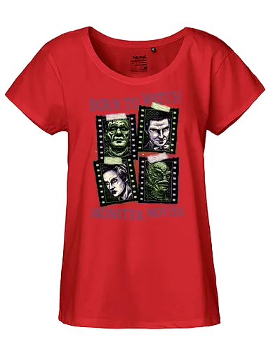 Born to watch monster movies - Horror, horror movies, classic horror, classic, monsters, creature, Halloween - Fairtrade Girl Shirt