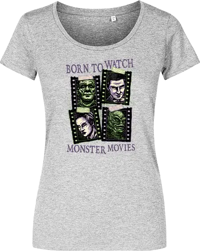 Born to watch monster movies - Horror, horror movies, classic horror, classic, monsters, creature, Halloween - Damen T-Shirt