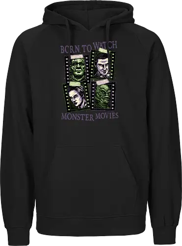Born to watch monster movies - Horror, horror movies, classic horror, classic, monsters, creature, Halloween - Fairtrade Hoodie