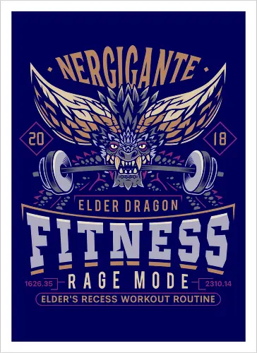 Nergigante Fitness - hunting, monster hunter world, nergigante, gamer, gaming, video games, iceborne, palico, wyvern, monster hunter rise, monster hunter wilds, furious rajang, pukei pukei, wilds ascendance - Kunstdruck
