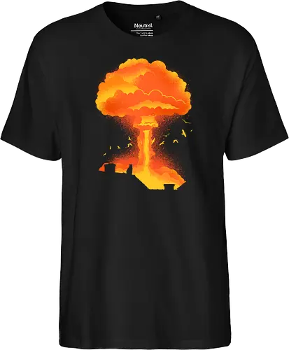 Cataclysm - cat, animal, apocalypse, atomic bomb, cat lover, cats, cute, funny, humor, kitty, nuclear bomb, nuke, pet, sarcasm, cataclysm - Fairtrade T-Shirt
