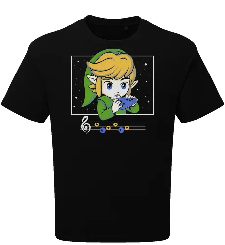 My Song - gaming, videogame, retro, fantasy, music, ocarina, adventure, gamer, geek, nostalgia, melody, magical, character, cartoon, anime, stars, player, classic, illustration, gaming - Oversize T-Shirt