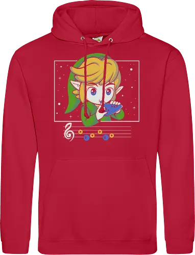 My Song - gaming, videogame, retro, fantasy, music, ocarina, adventure, gamer, geek, nostalgia, melody, magical, character, cartoon, anime, stars, player, classic, illustration, gaming - Standard Hoodie