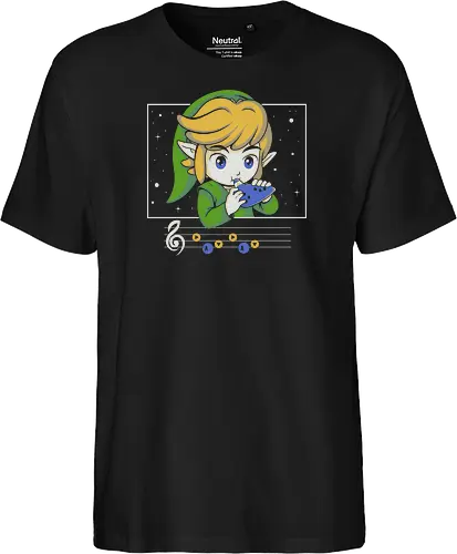 My Song - gaming, videogame, retro, fantasy, music, ocarina, adventure, gamer, geek, nostalgia, melody, magical, character, cartoon, anime, stars, player, classic, illustration, gaming - Fairtrade T-Shirt