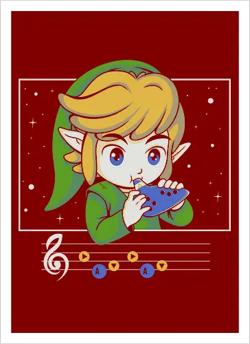 My Song - gaming, videogame, retro, fantasy, music, ocarina, adventure, gamer, geek, nostalgia, melody, magical, character, cartoon, anime, stars, player, classic, illustration, gaming - Kunstdruck