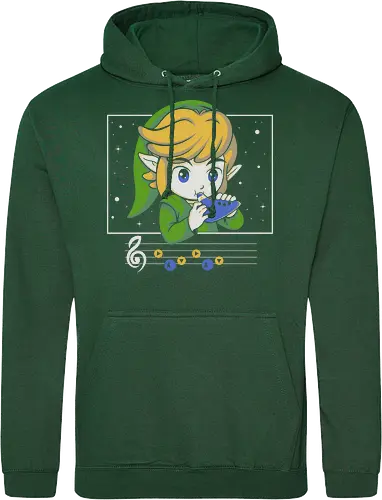 My Song - gaming, videogame, retro, fantasy, music, ocarina, adventure, gamer, geek, nostalgia, melody, magical, character, cartoon, anime, stars, player, classic, illustration, gaming - Standard Hoodie