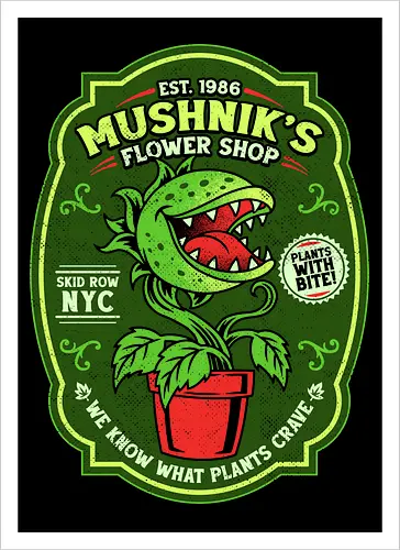 Plants With Bite - 80s, carnivorous plant, comedy, cult classic, geek, halloween, horror, nerd, nostalgia, plant, plant lover, retro, spooky, venus flytrap, vintage - Kunstdruck