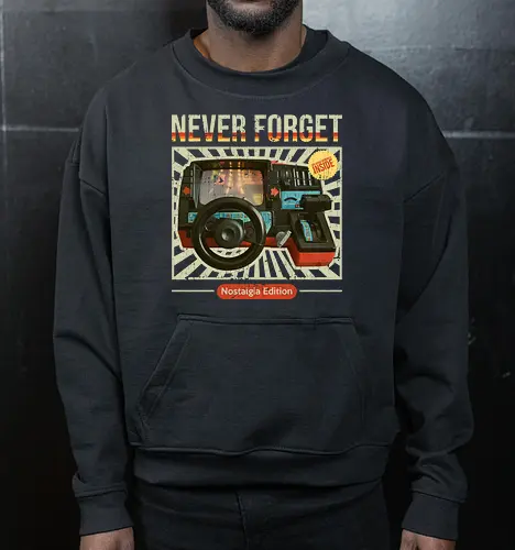 Never Forget - 80s Car Racing Simulator - 80s, 80s kid, 80s toys, childhood, childhood games, childhood memories, never forget, nostalgia, retro, retro style, toys, vintage, 80s aesthetic, 80s retro, nostalgia lover - Cropped Sweatshirt