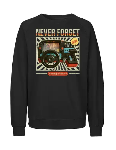 Never Forget - 80s Car Racing Simulator - 80s, 80s kid, 80s toys, childhood, childhood games, childhood memories, never forget, nostalgia, retro, retro style, toys, vintage, 80s aesthetic, 80s retro, nostalgia lover - Fairtrade Sweatshirt