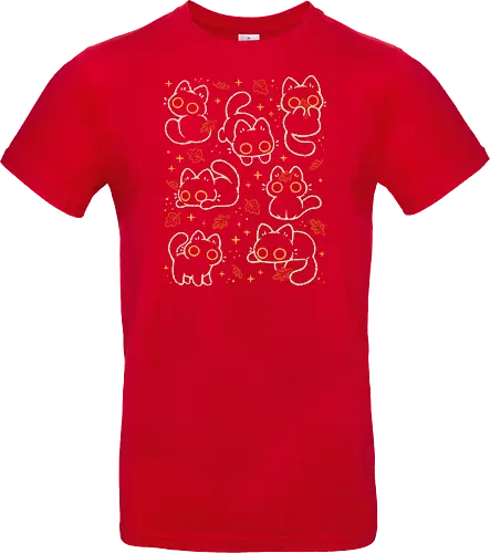 Cute Black Cats with Autumn Leaves - autumn cat, cute black cat, autumn, autumn leaves, fall, warm, cozy, hygge, kitty, october, love, pattern, seamless, nature, xmorfina - Standard T-Shirt
