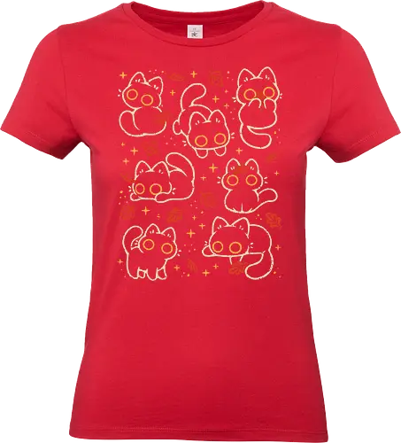 Cute Black Cats with Autumn Leaves - autumn cat, cute black cat, autumn, autumn leaves, fall, warm, cozy, hygge, kitty, october, love, pattern, seamless, nature, xmorfina - Standard T-Shirt (Frauen)