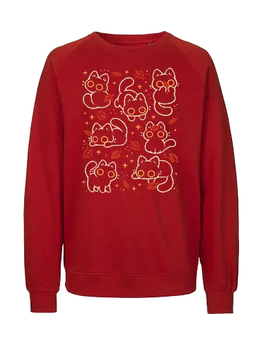 Cute Black Cats with Autumn Leaves - autumn cat, cute black cat, autumn, autumn leaves, fall, warm, cozy, hygge, kitty, october, love, pattern, seamless, nature, xmorfina - Fairtrade Sweatshirt