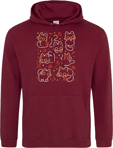Cute Black Cats with Autumn Leaves - autumn cat, cute black cat, autumn, autumn leaves, fall, warm, cozy, hygge, kitty, october, love, pattern, seamless, nature, xmorfina - Standard Hoodie