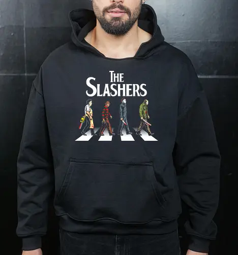 The Slashers - horror, halloween, movie, slasher, mashup, parody, film - Cropped Hoodie