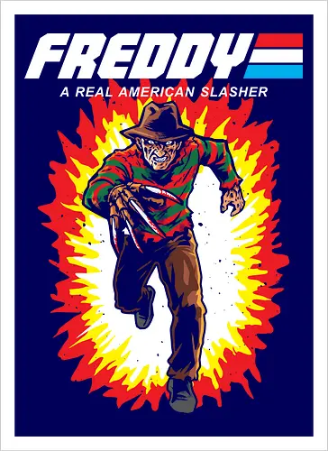 G.I FREDDY - horror, halloween, slasher, mashup, parody, comic, 80s, hero - Kunstdruck