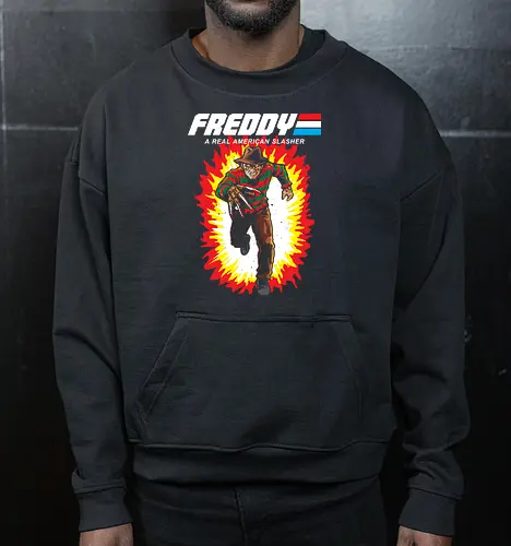 G.I FREDDY - horror, halloween, slasher, mashup, parody, comic, 80s, hero - Cropped Sweatshirt