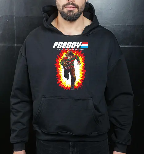 G.I FREDDY - horror, halloween, slasher, mashup, parody, comic, 80s, hero - Cropped Hoodie