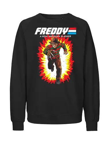 G.I FREDDY - horror, halloween, slasher, mashup, parody, comic, 80s, hero - Fairtrade Sweatshirt