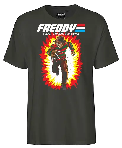 G.I FREDDY - horror, halloween, slasher, mashup, parody, comic, 80s, hero - Fairtrade T-Shirt