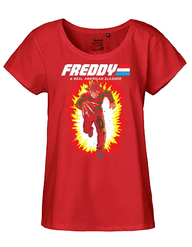 G.I FREDDY - horror, halloween, slasher, mashup, parody, comic, 80s, hero - Fairtrade Girl Shirt