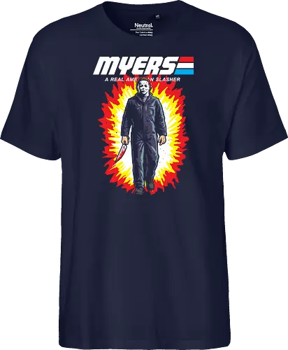 G.I MYERS - horror, halloween, slasher, mashup, parody, comic, 80s, hero - Fairtrade T-Shirt